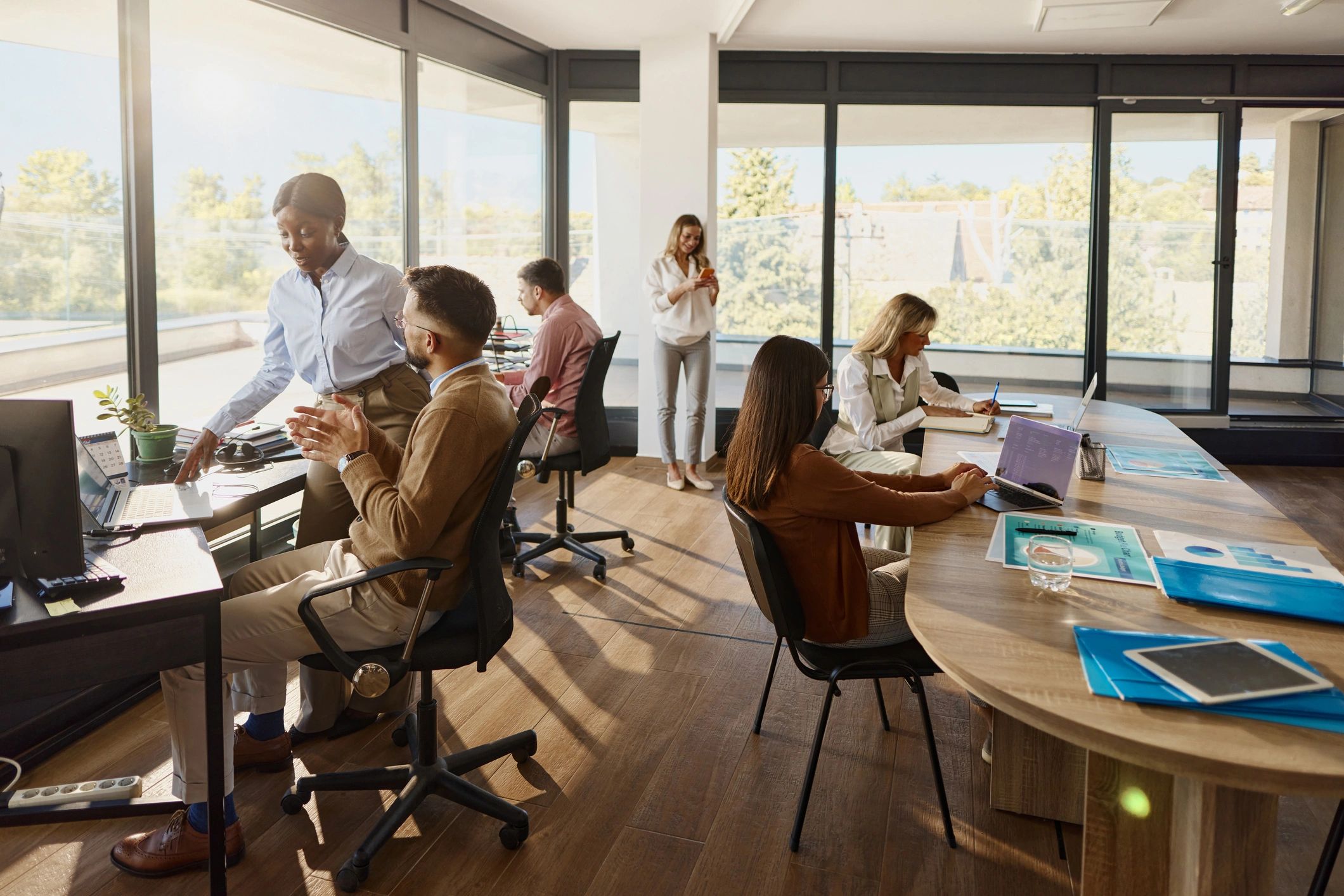 Consulting team collaborating in an office